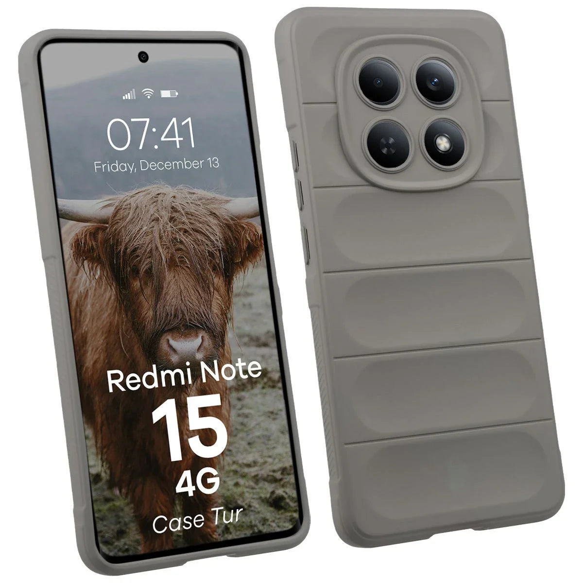 Robuste Handyhülle für Xiaomi Redmi Note 15 4G, Bizon Case Tur, Hellgrau
