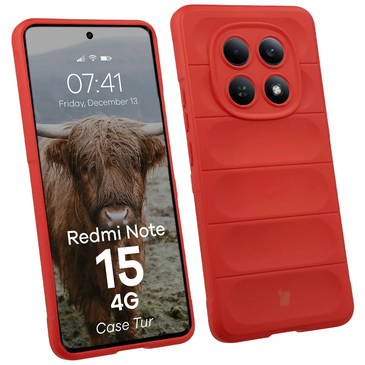 Robuste Handyhülle für Xiaomi Redmi Note 15 4G, Bizon Case Tur, Rot