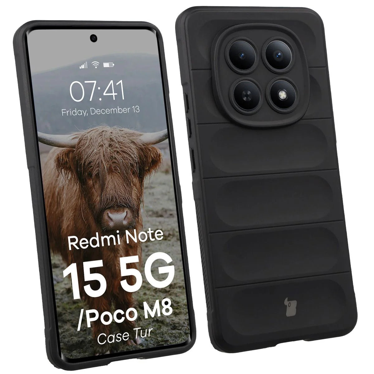 Robuste Handyhülle für Xiaomi Redmi Note 15 5G / POCO M8 5G, Bizon Case Tur, Schwarz
