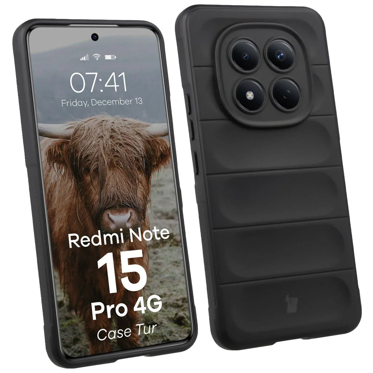 Robuste Handyhülle für Xiaomi Redmi Note 15 Pro 4G, Bizon Case Tur, Schwarz