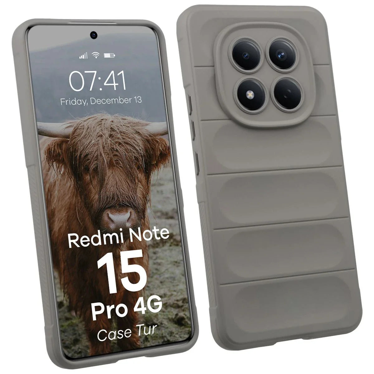 Robuste Handyhülle für Xiaomi Redmi Note 15 Pro 4G, Bizon Case Tur, Hellgrau