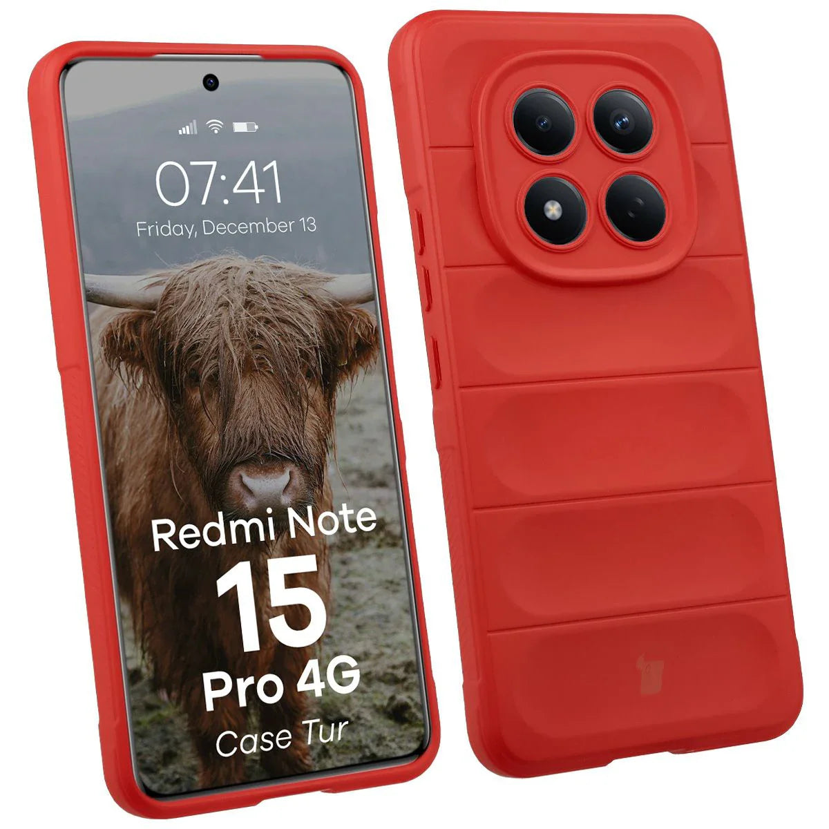 Robuste Handyhülle für Xiaomi Redmi Note 15 Pro 4G, Bizon Case Tur, Rot