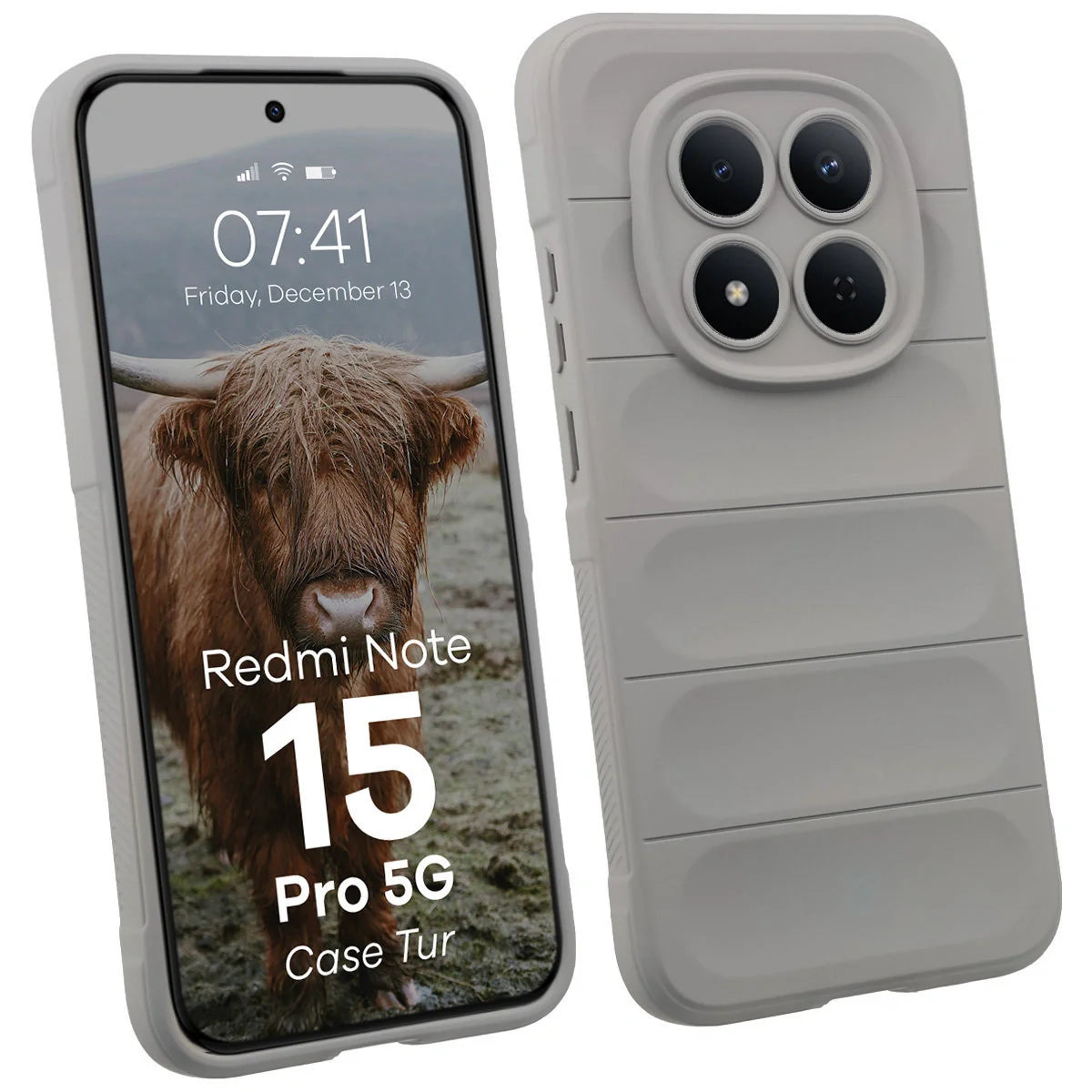 Robuste Handyhülle für Xiaomi Redmi Note 15 Pro 5G, Bizon Case Tur, Hellgrau