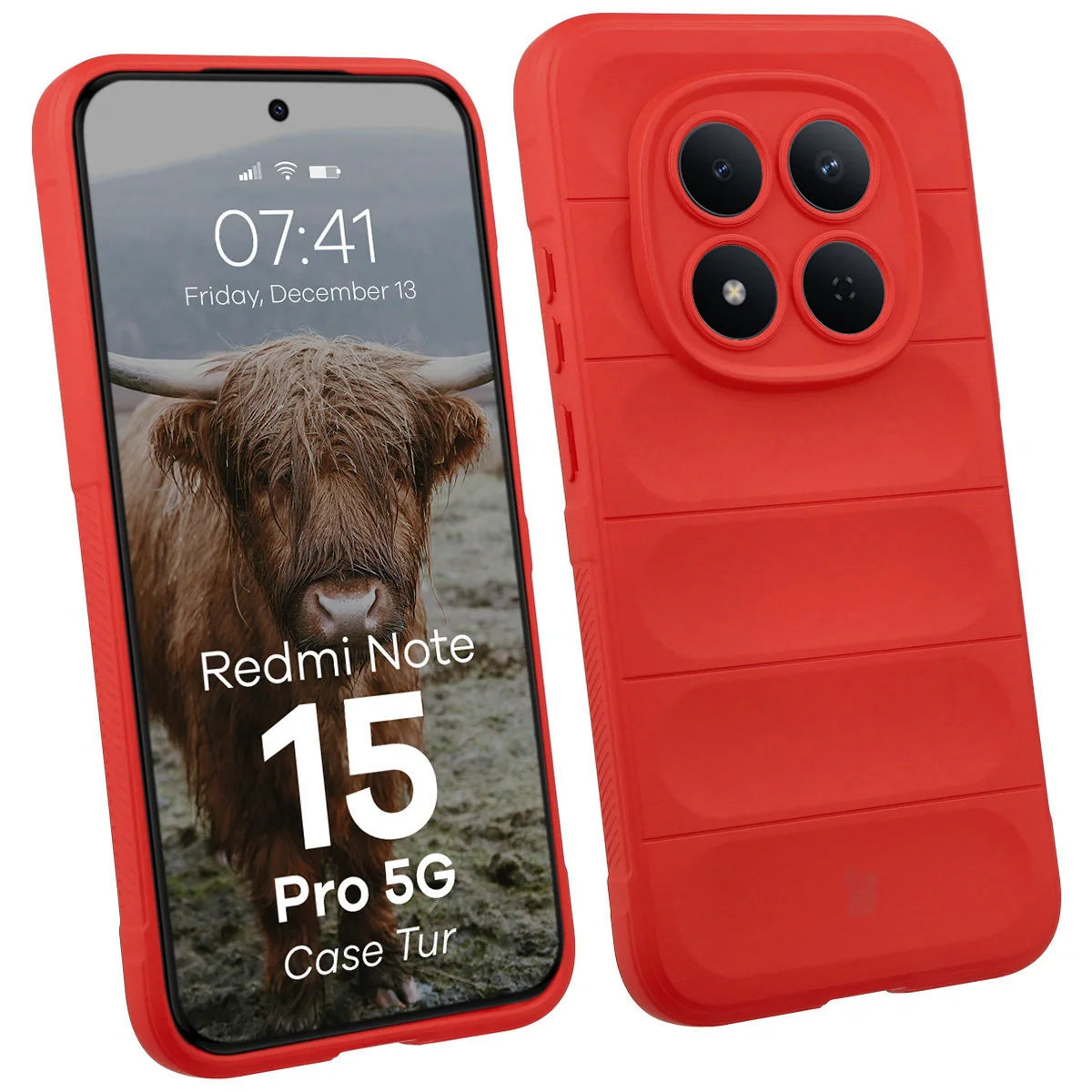 Robuste Handyhülle für Xiaomi Redmi Note 15 Pro 5G, Bizon Case Tur, Rot