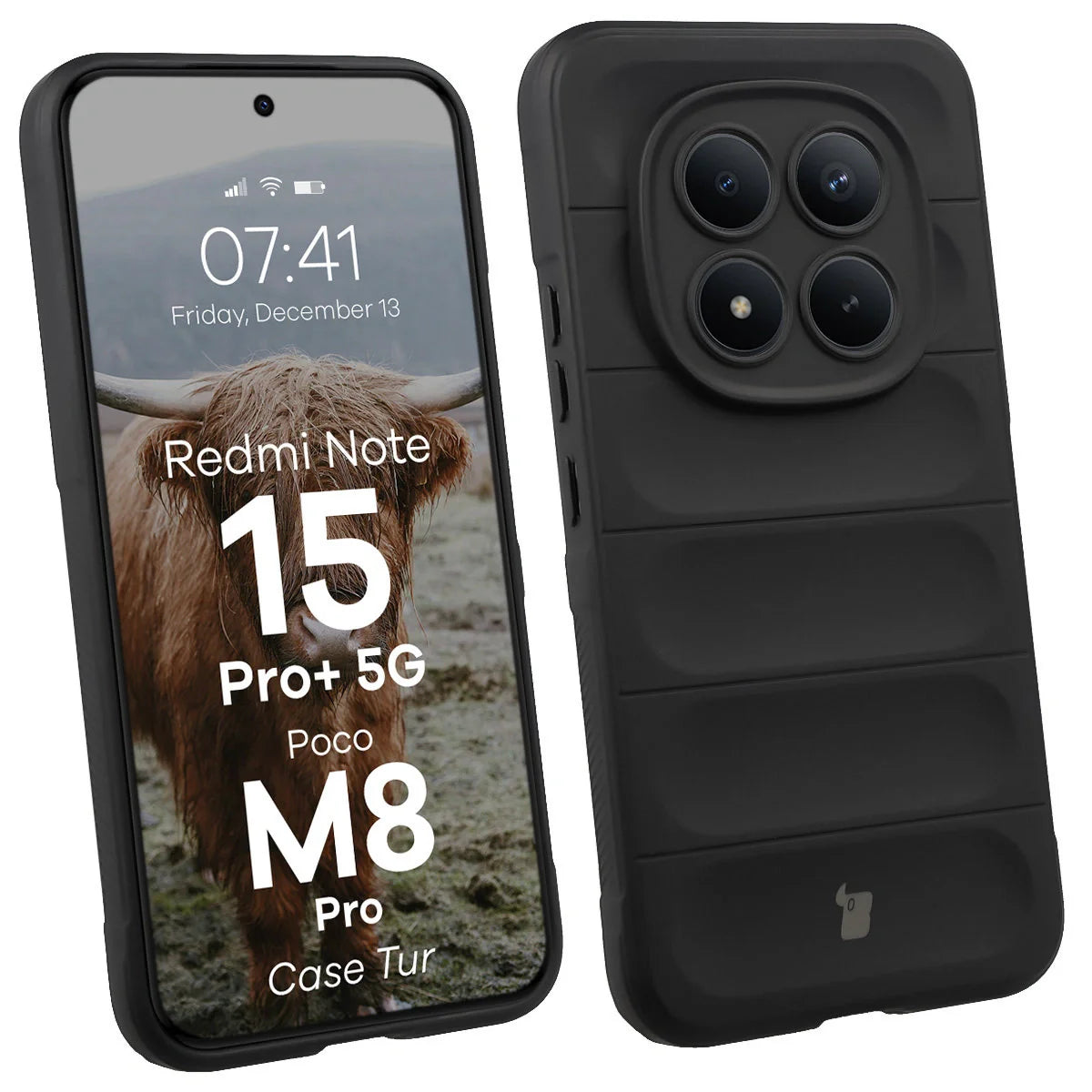 Robuste Handyhülle für Xiaomi Redmi Note 15 Pro Plus 5G / POCO M8 Pro 5G, Bizon Case Tur, Schwarz