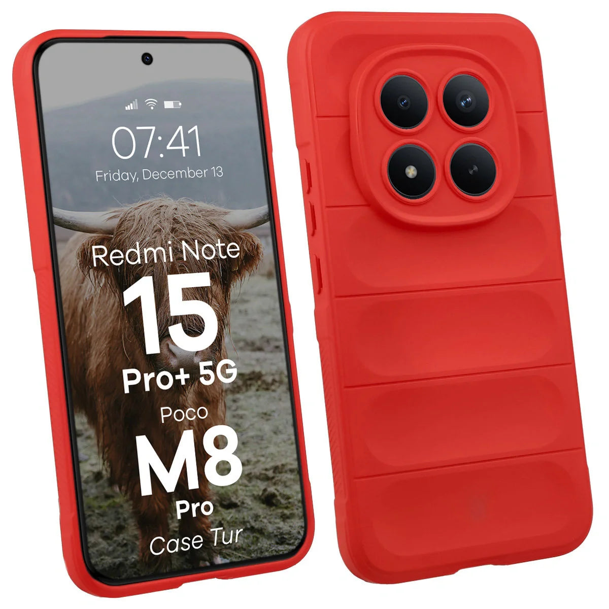 Robuste Handyhülle für Xiaomi Redmi Note 15 Pro Plus 5G / POCO M8 Pro 5G, Bizon Case Tur, Rot