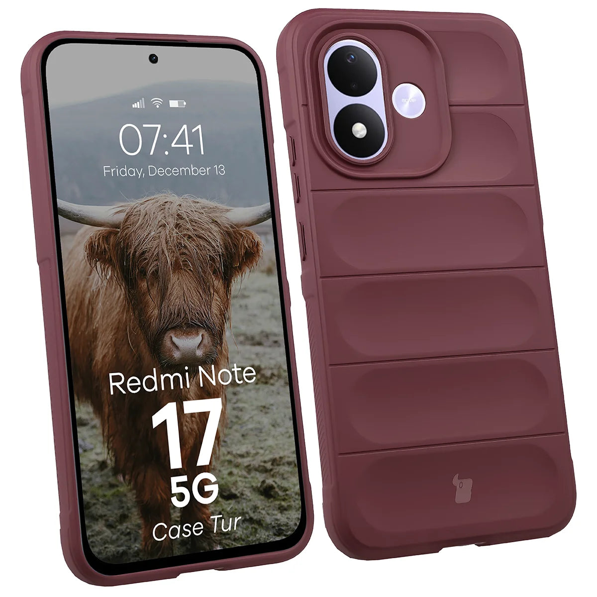 Robuste Handyhülle für Xiaomi Redmi Note 17 5G, Bizon Case Tur, Burgunderrot (1/8)