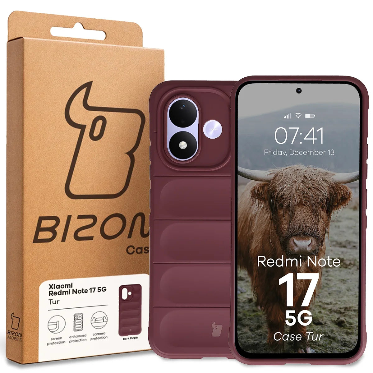 Robuste Handyhülle für Xiaomi Redmi Note 17 5G, Bizon Case Tur, Burgunderrot (8/8)