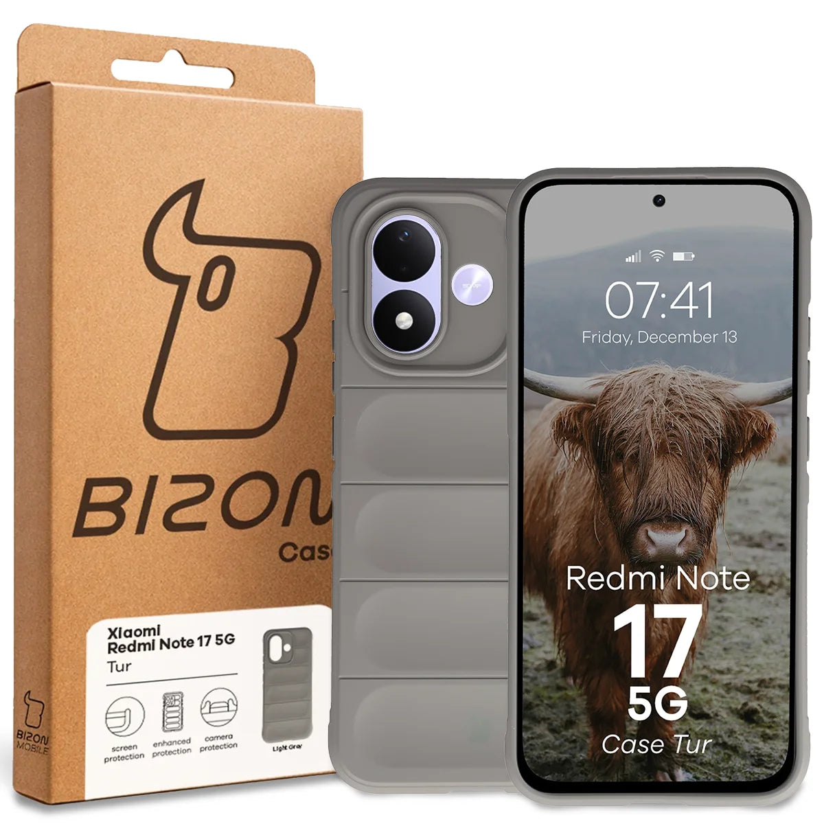 Robuste Handyhülle für Xiaomi Redmi Note 17 5G, Bizon Case Tur, Hellgrau (8/8)