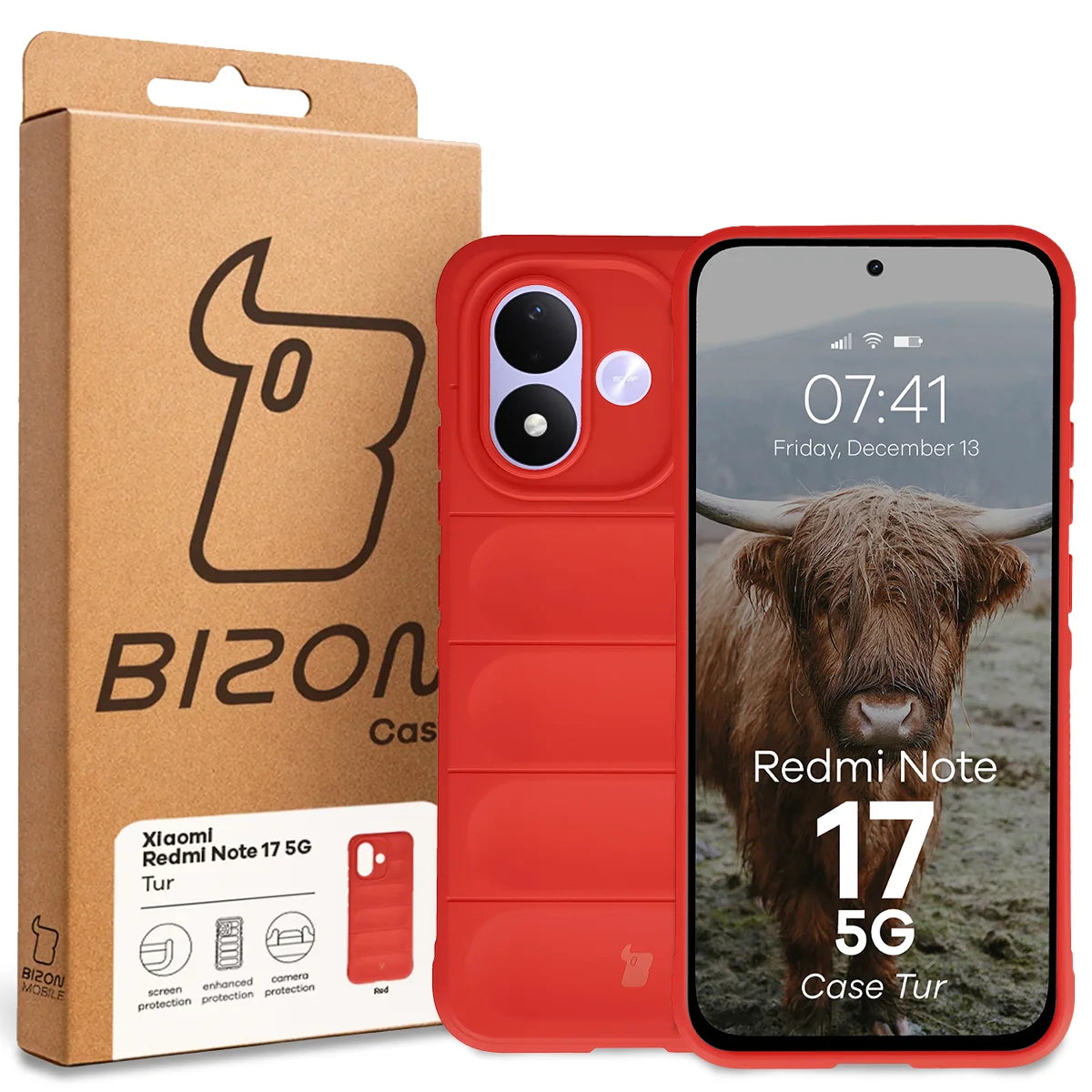 Robuste Handyhülle für Xiaomi Redmi Note 17 5G, Bizon Case Tur, Rot (8/8)