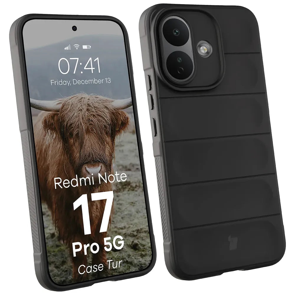 Robuste Handyhülle für Xiaomi Redmi Note 17 Pro 5G, Bizon Case Tur, Schwarz (1/8)