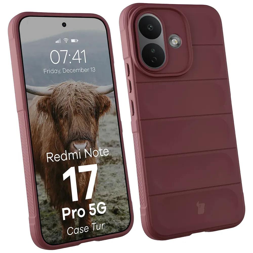 Robuste Handyhülle für Xiaomi Redmi Note 17 Pro 5G, Bizon Case Tur, Burgunderrot (1/8)