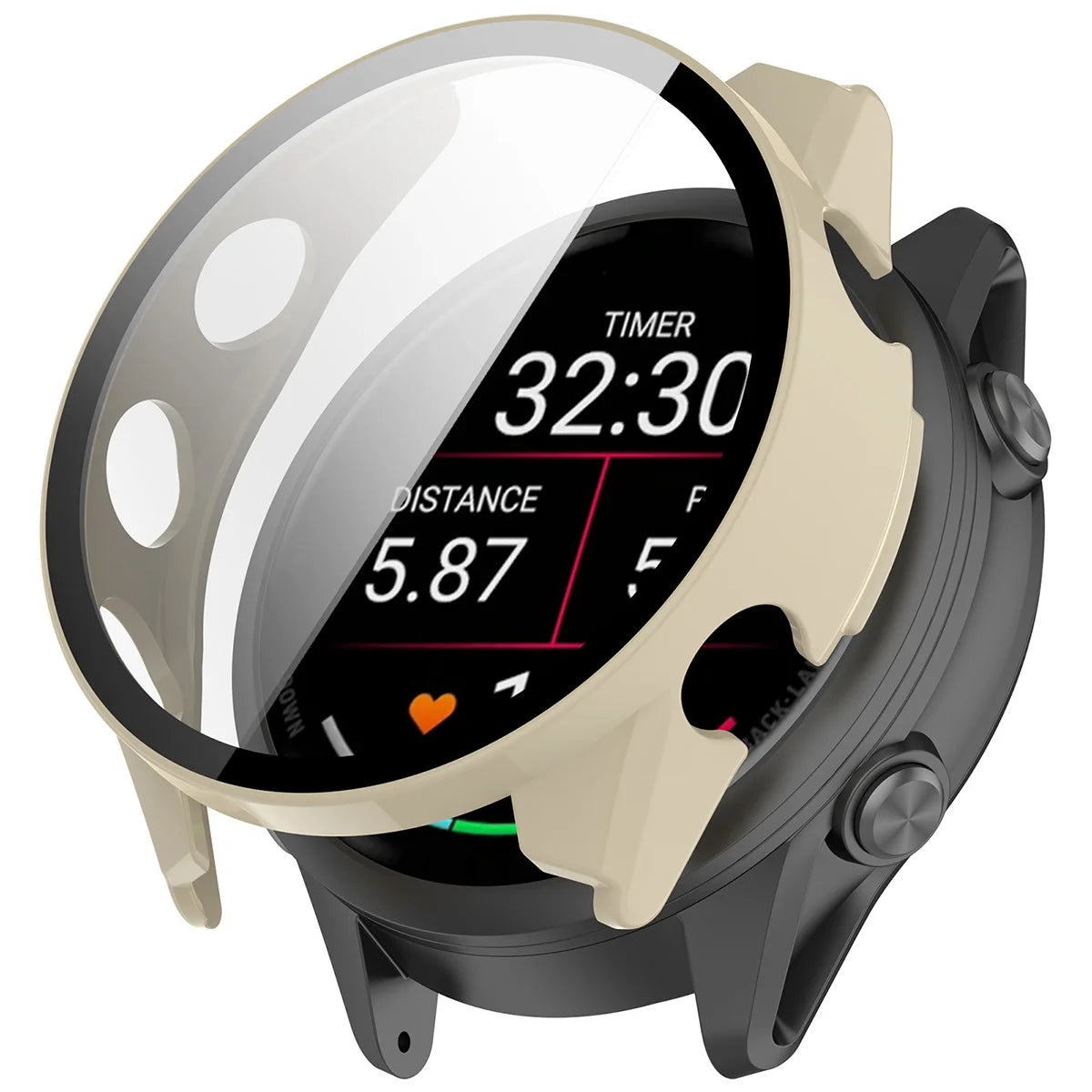 Schutzhülle mit Glas für Garmin Forerunner 70 / 170 / 170 Music, Bizon Case Watch Adamo, Beige