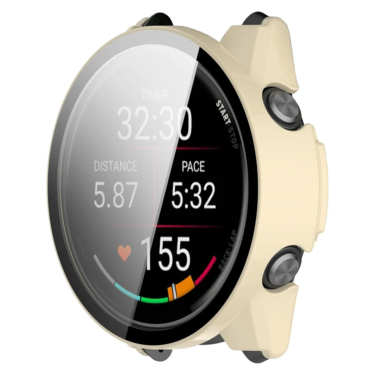 Schutzhülle mit Glas für Garmin Forerunner 70 / 170 / 170 Music, Bizon Case Watch Adamo, Beige