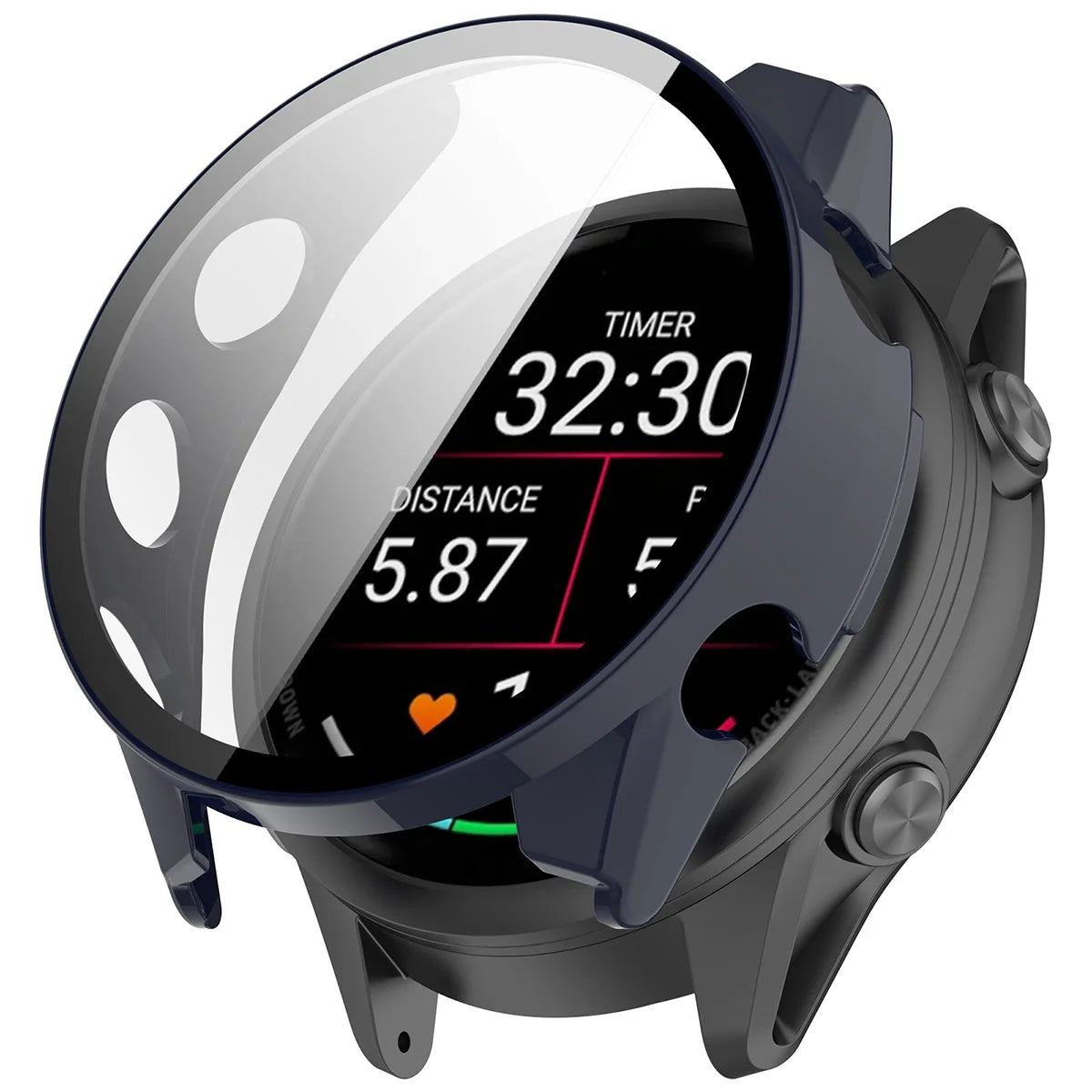 Schutzhülle mit Glas für Garmin Forerunner 70 / 170 / 170 Music, Bizon Case Watch Adamo, Blau