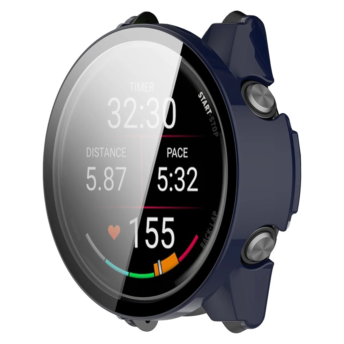 Schutzhülle mit Glas für Garmin Forerunner 70 / 170 / 170 Music, Bizon Case Watch Adamo, Blau