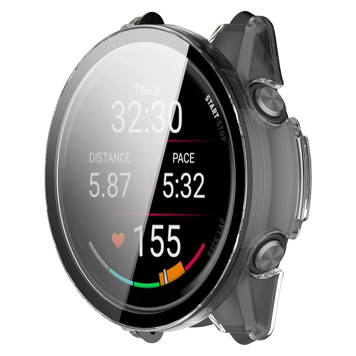 Schutzhülle mit Glas für Garmin Forerunner 70 / 170 / 170 Music, Bizon Case Watch Adamo, Transparent