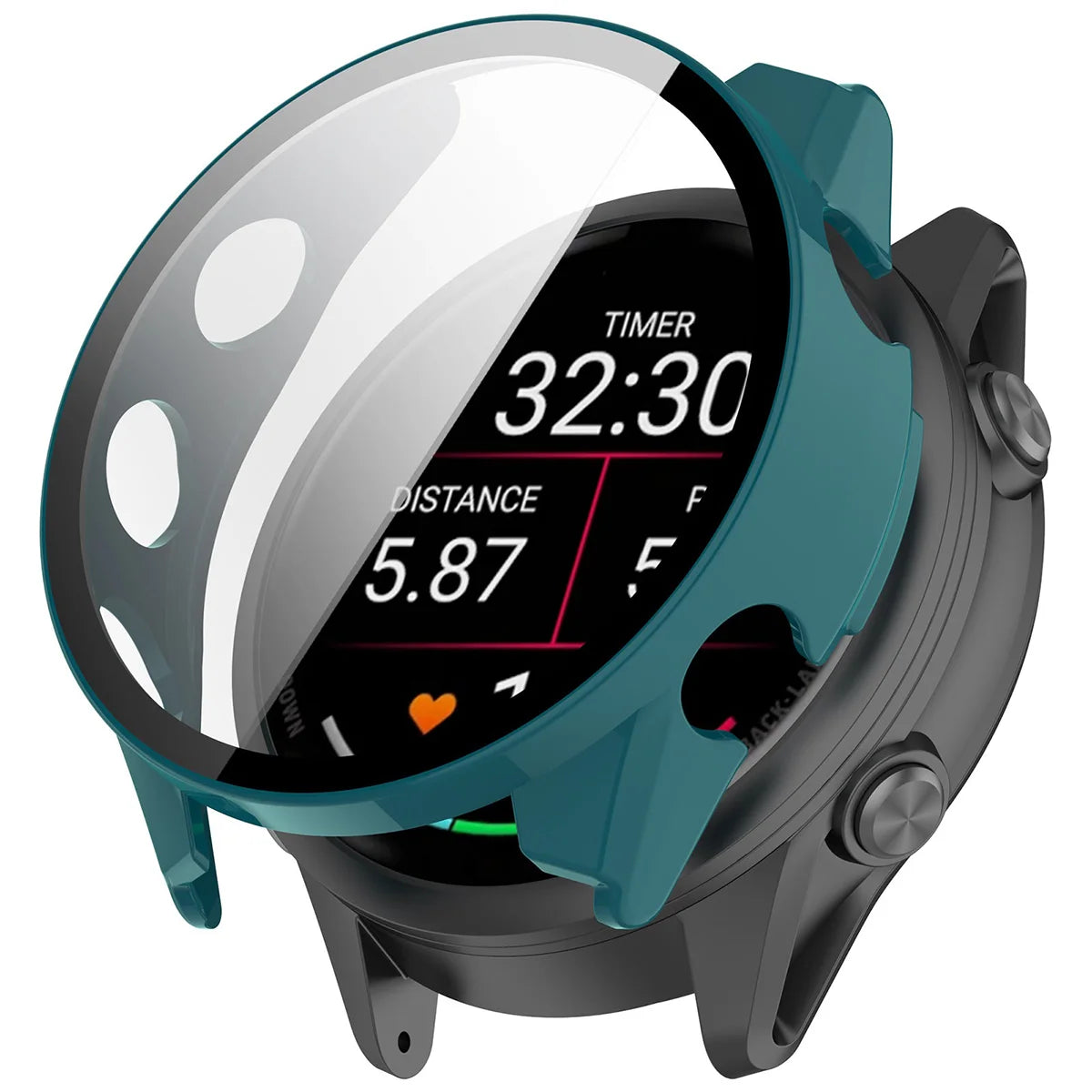 Schutzhülle mit Glas für Garmin Forerunner 70 / 170 / 170 Music, Bizon Case Watch Adamo, Grün