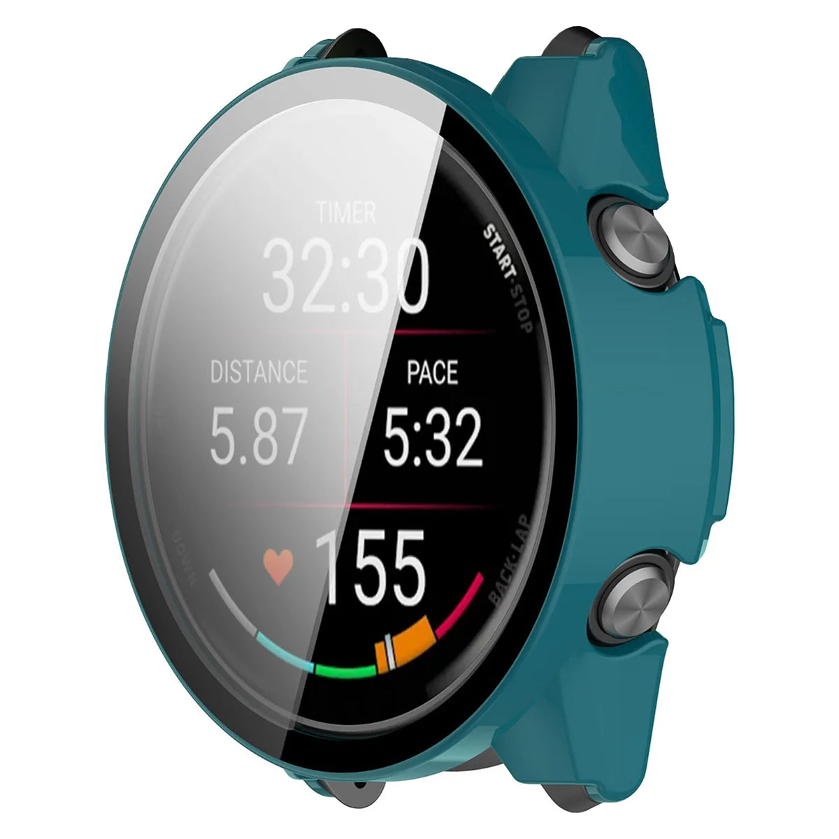 Schutzhülle mit Glas für Garmin Forerunner 70 / 170 / 170 Music, Bizon Case Watch Adamo, Grün
