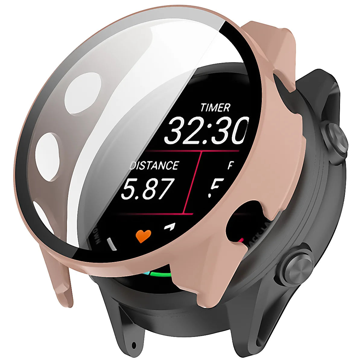 Schutzhülle mit Glas für Garmin Forerunner 70 / 170 / 170 Music, Bizon Case Watch Adamo, Rosa