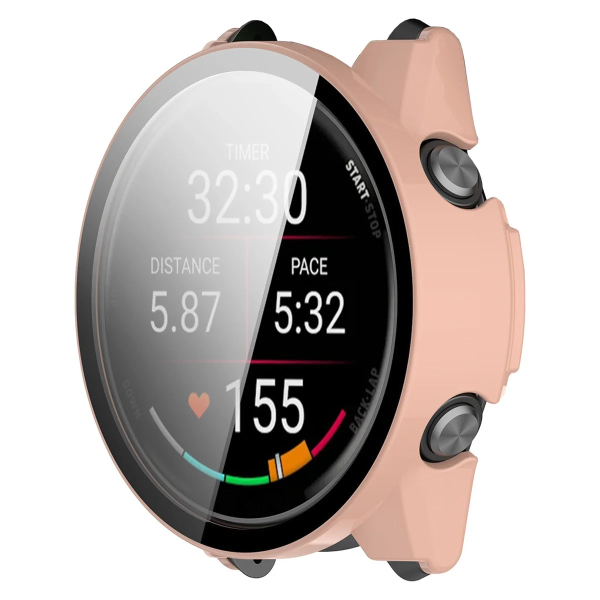 Schutzhülle mit Glas für Garmin Forerunner 70 / 170 / 170 Music, Bizon Case Watch Adamo, Rosa