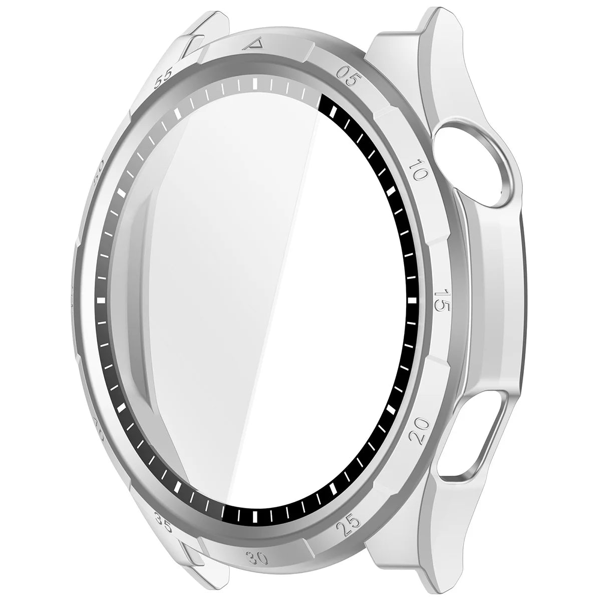 Schutzhülle mit Glas für Honor Watch 6 / 6 Plus, Bizon Case Watch Adamo, satiniertes Silbern (3/8)