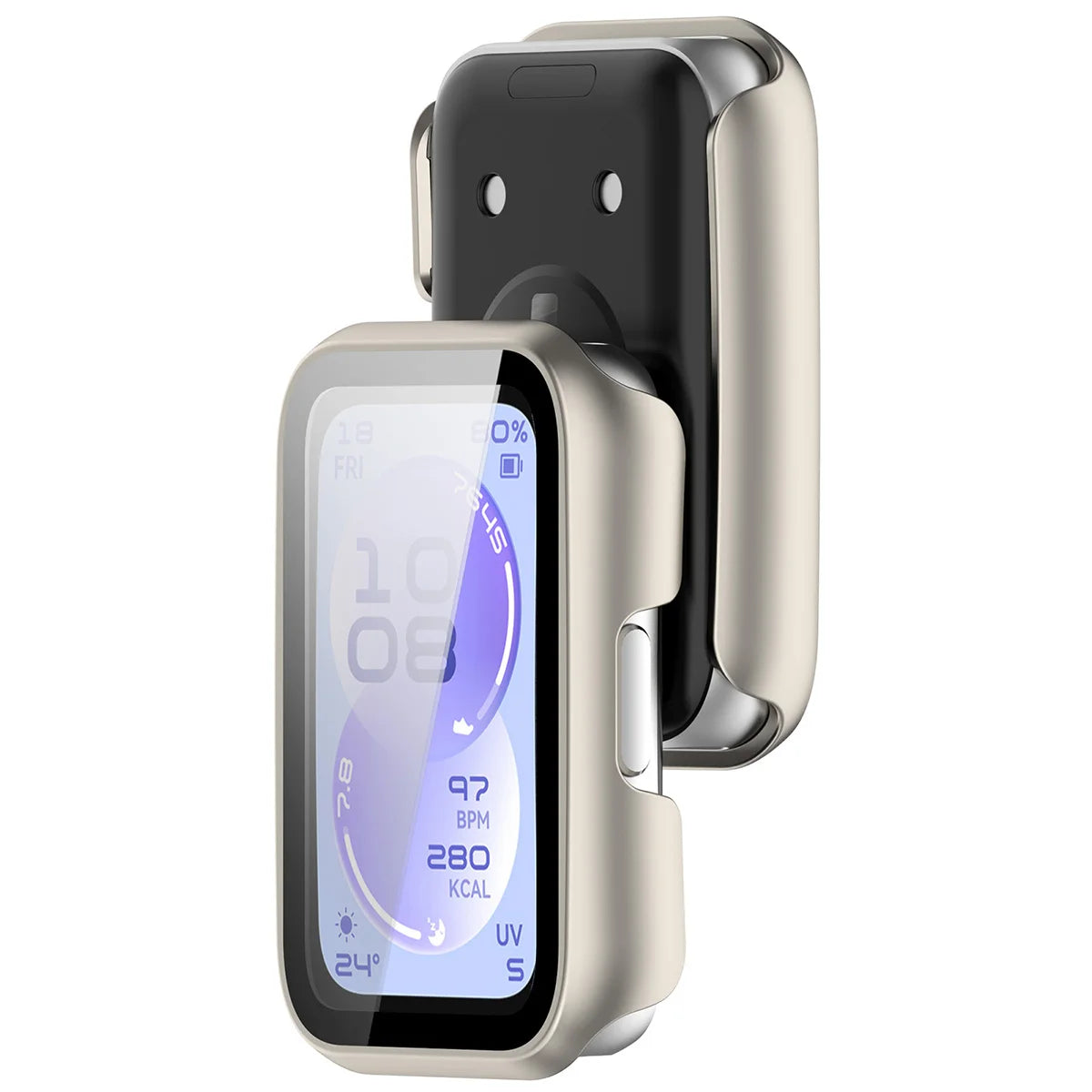 Schutzhülle mit Glas für Huawei Band 11, Bizon Case Watch Adamo, Champagner