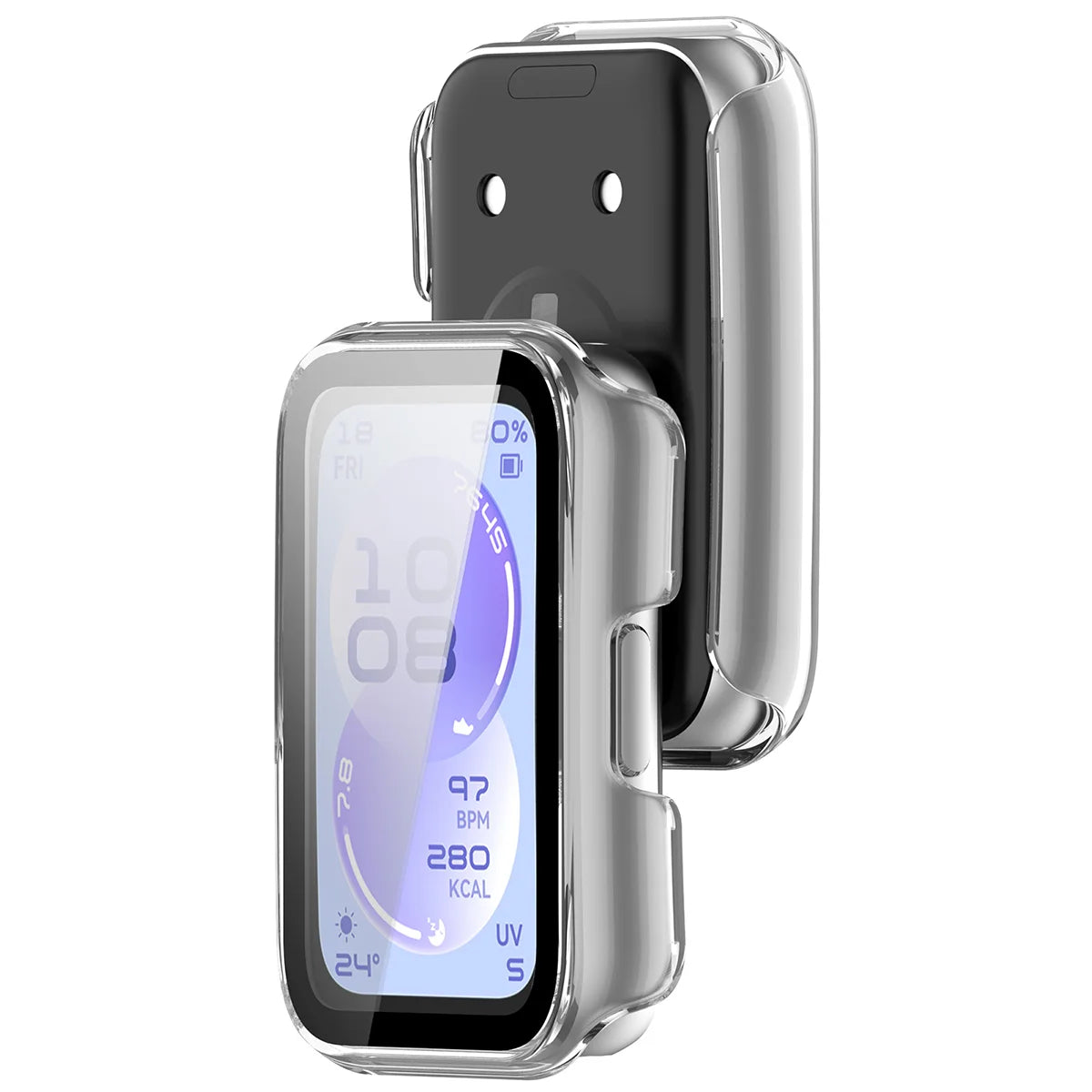 Schutzhülle mit Glas für Huawei Band 11, Bizon Case Watch Adamo, Transparent