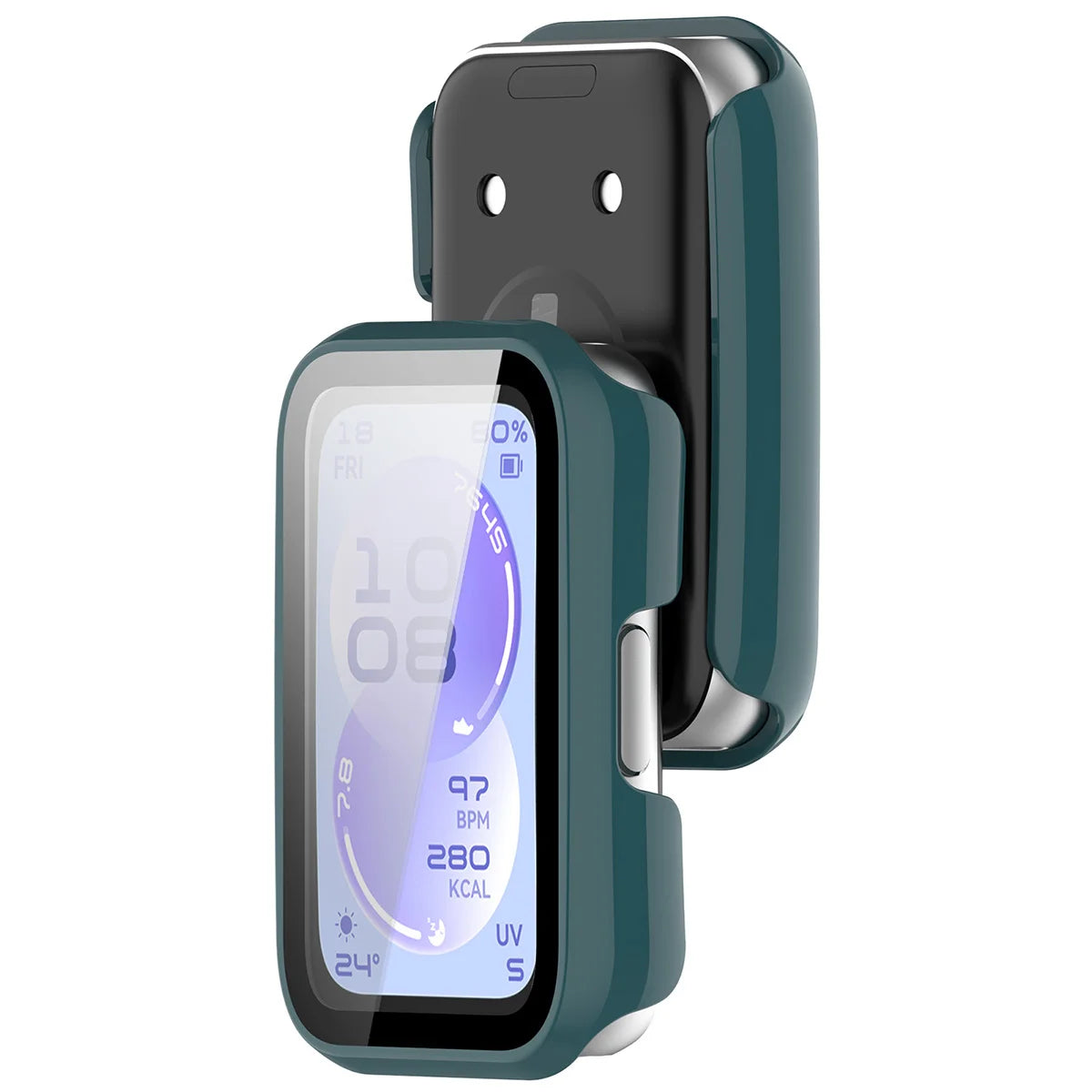 Schutzhülle mit Glas für Huawei Band 11, Bizon Case Watch Adamo, Grün