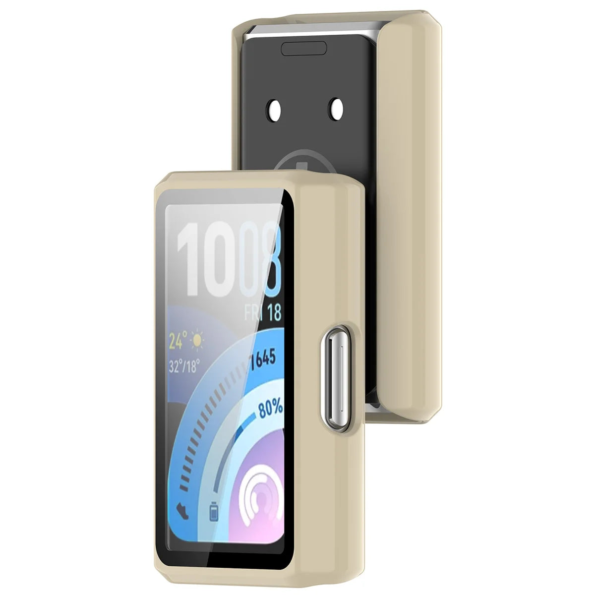 Schutzhülle mit Glas für Huawei Band 11 Pro, Bizon Case Watch Adamo, Beige