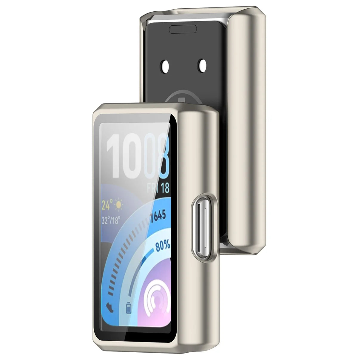 Schutzhülle mit Glas für Huawei Band 11 Pro, Bizon Case Watch Adamo, Champagner
