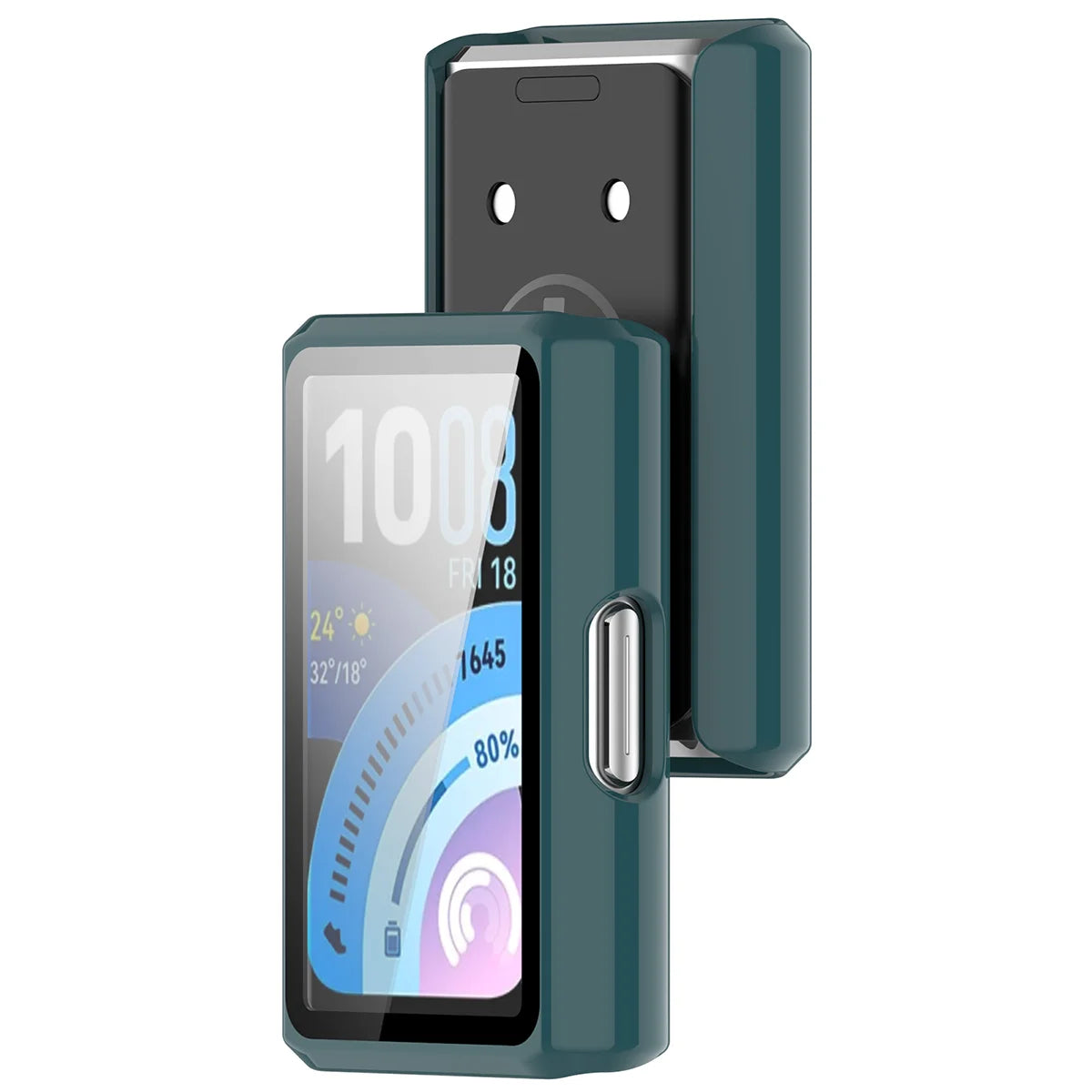 Schutzhülle mit Glas für Huawei Band 11 Pro, Bizon Case Watch Adamo, Grün