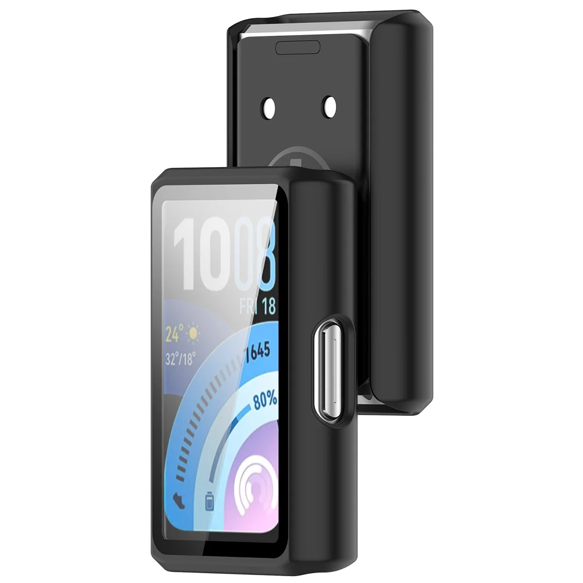 Schutzhülle mit Glas für Huawei Band 11 Pro, Bizon Case Watch Adamo, mattes Schwarz