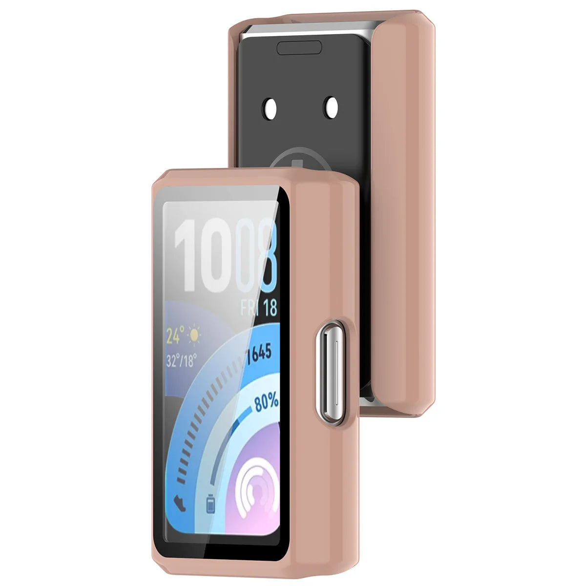 Schutzhülle mit Glas für Huawei Band 11 Pro, Bizon Case Watch Adamo, Rosa