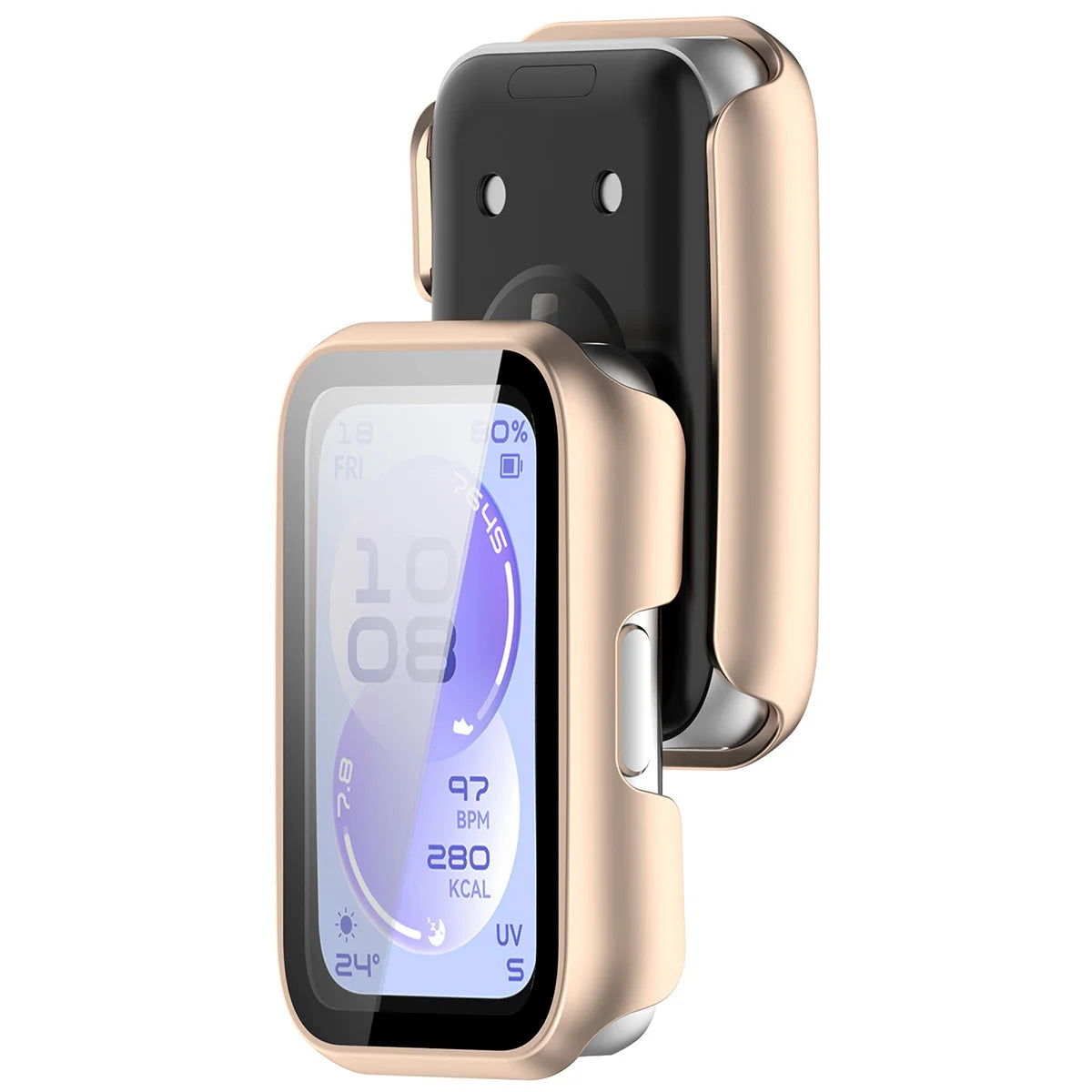 Schutzhülle mit Glas für Huawei Band 11, Bizon Case Watch Adamo, satiniertes Rosa