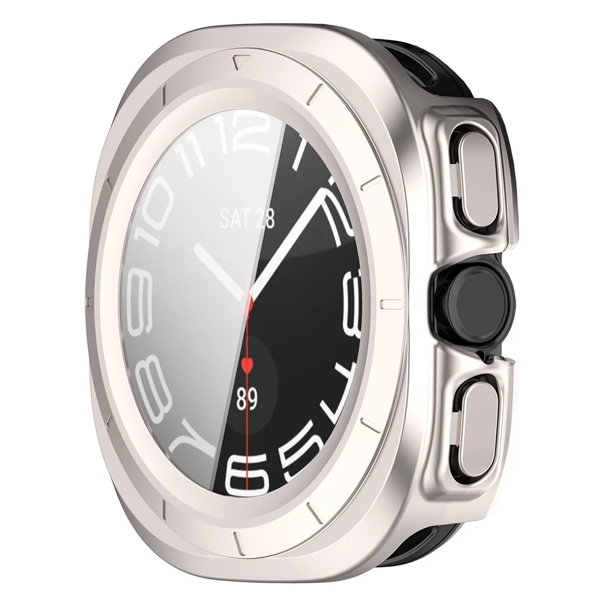 Schutzhülle mit Glas für Galaxy Watch Ultra 2 47mm (2026), Bizon Case Watch Adamo, Satin Champagner (5/8)