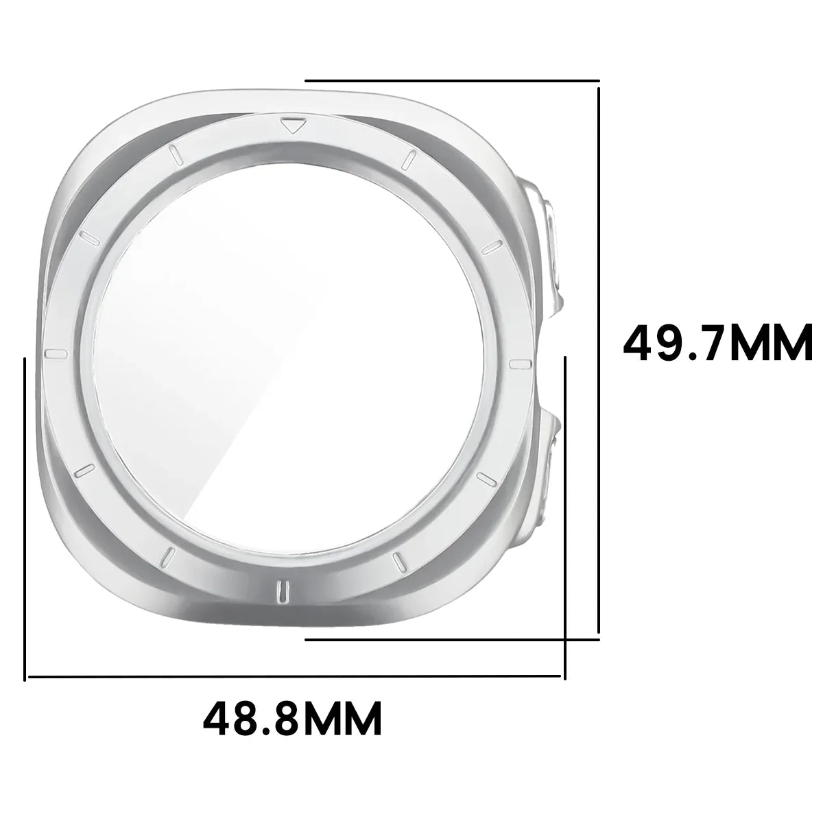 Schutzhülle mit Glas für Galaxy Watch Ultra 2 47mm (2026), Bizon Case Watch Adamo, satiniertes Silbern (2/8)