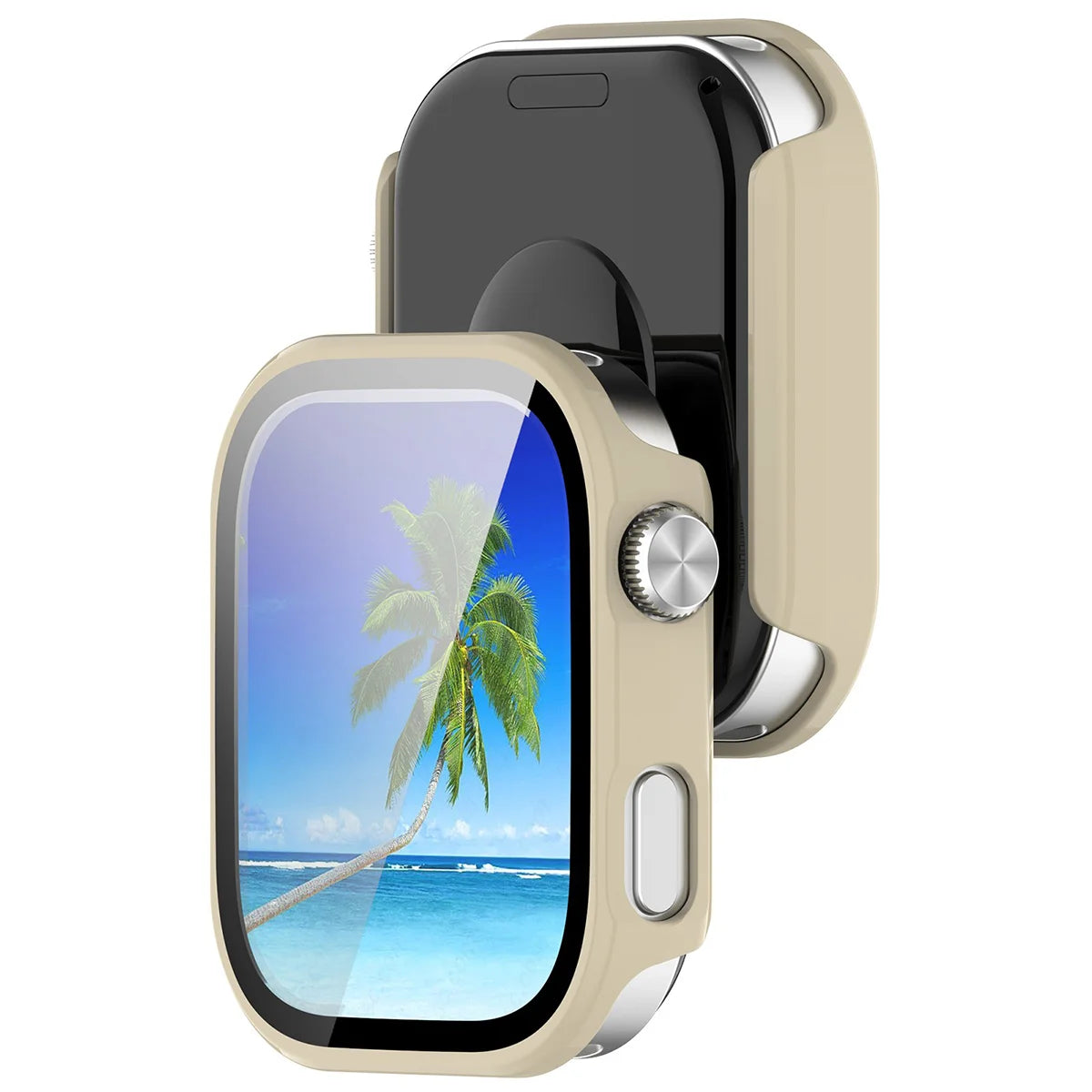 Schutzhülle mit Glas für Xiaomi Redmi Watch 6, Bizon Case Watch Adamo, Beige