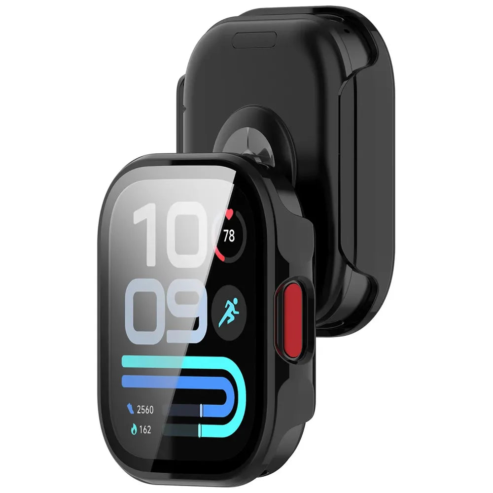 Handyhülle mit Glas für Xiaomi Redmi Watch 6 Lite, Bizon Case Watch Adamo, Schwarz (1/8)