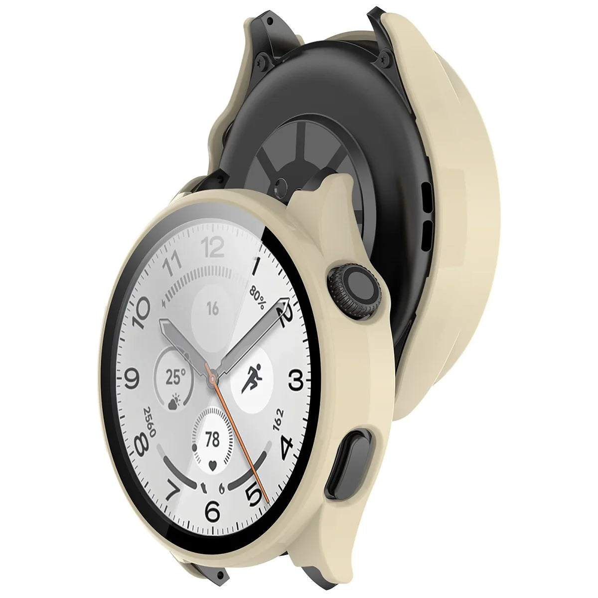 Schutzhülle mit Glas für Xiaomi Watch 5, Bizon Case Watch Adamo, Beige