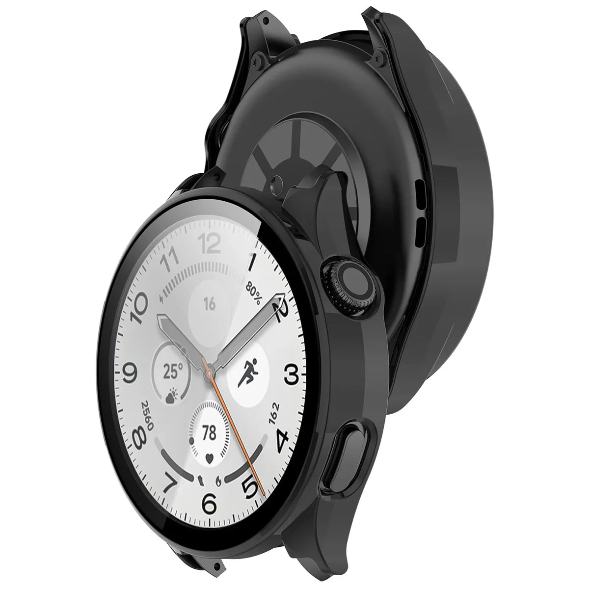 Schutzhülle mit Glas für Xiaomi Watch 5, Bizon Case Watch Adamo, mattes Schwarz