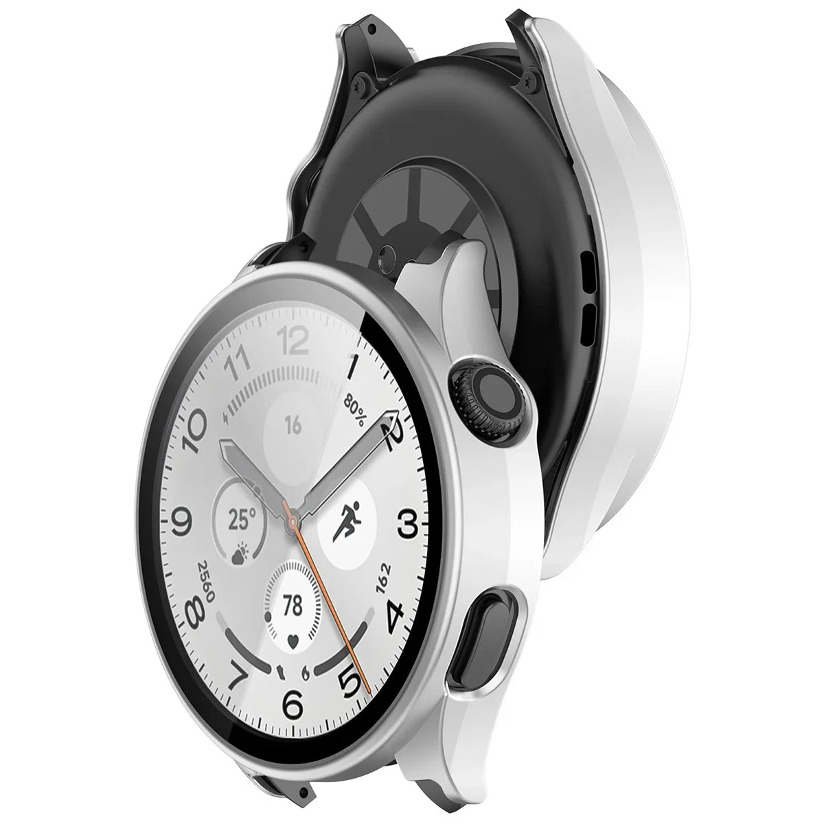 Schutzhülle mit Glas für Xiaomi Watch 5, Bizon Case Watch Adamo, satiniertes Silbern