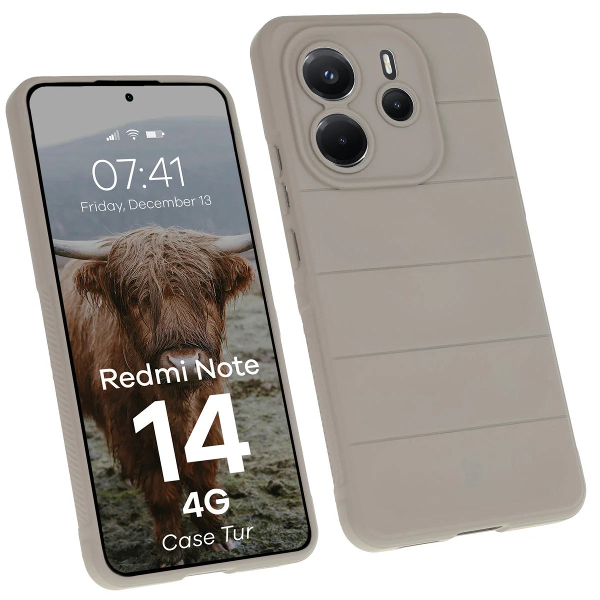 Robuste Handyhülle für Xiaomi Redmi Note 14 4G, Bizon Case Tur, Hellgr