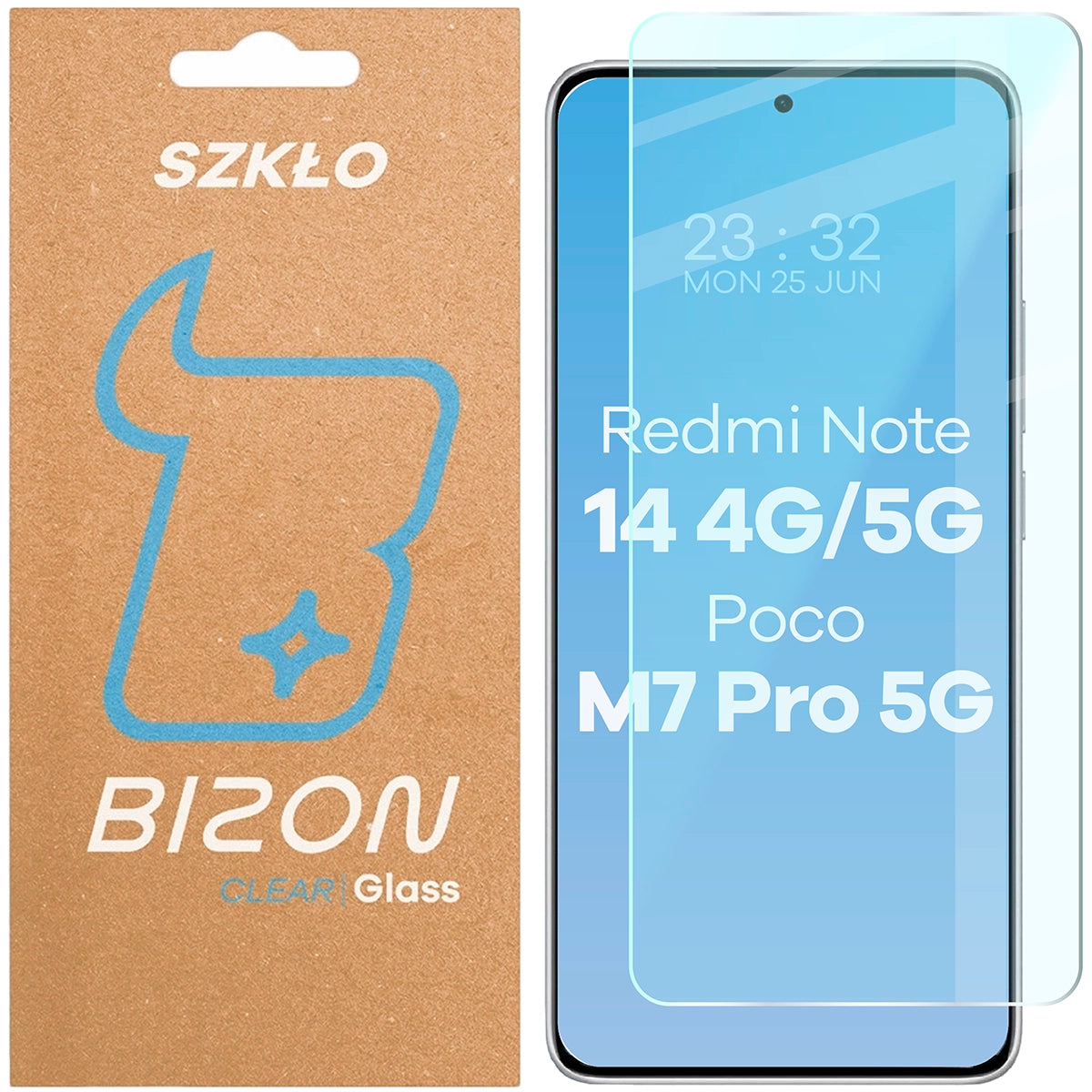 Gehärtetes Glas für Xiaomi Redmi Note 14 4G/5G, Bizon Glass Clear