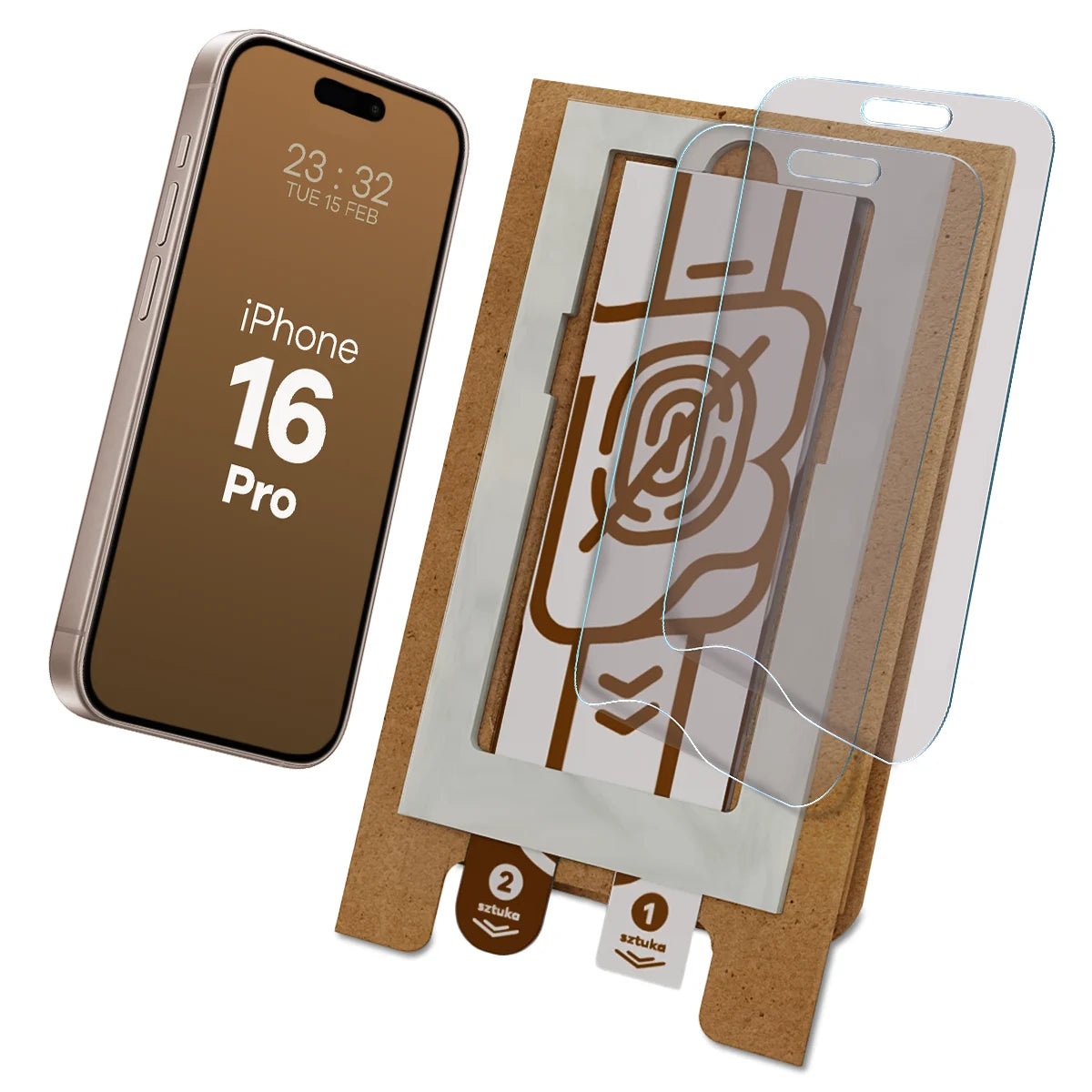 2x Matte Folie mit dem umweltfreundlichen Applikator für iPhone 16 Pro, Bizon Eplikator Film Matte (1/5)