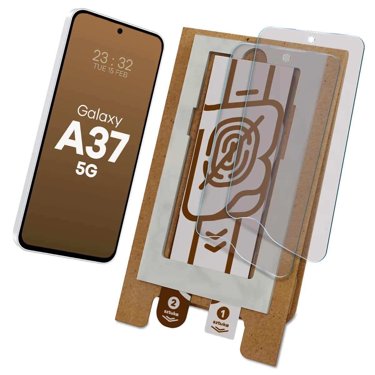 2x Matte Folie mit dem umweltfreundlichen Applikator für Galaxy A37 5G, Bizon Eplikator Film Matte (1/5)