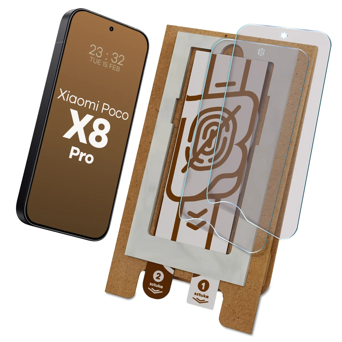 2x Matte Folie mit dem umweltfreundlichen Applikator für Xiaomi POCO X8 Pro, Bizon Eplikator Film Matte (1/5)
