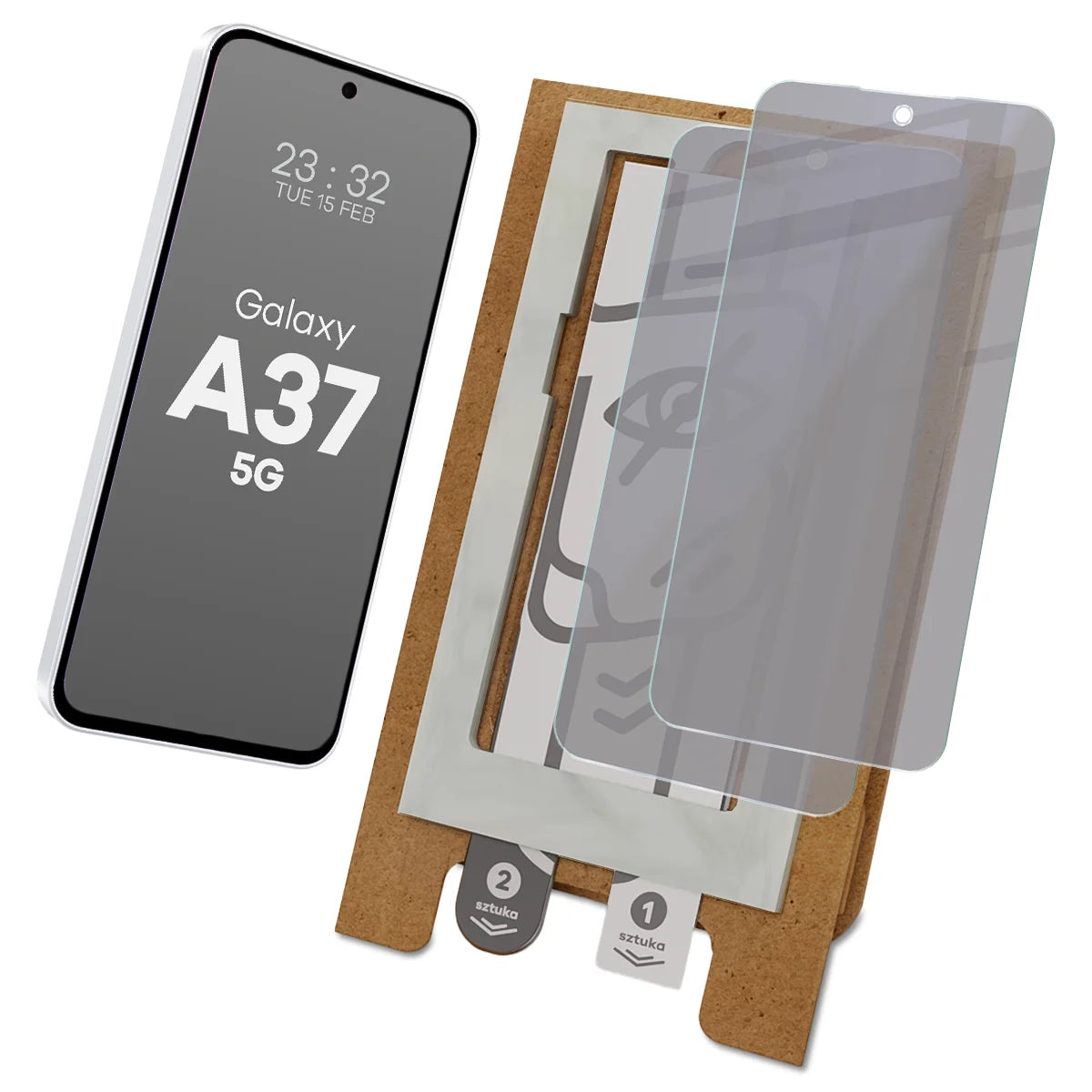 2x Hybridglas mit Sichtschutz mit dem umweltfreundlichen Applikator für Galaxy A37 5G, Bizon Eplikator Hybrid Shadow (1/5)