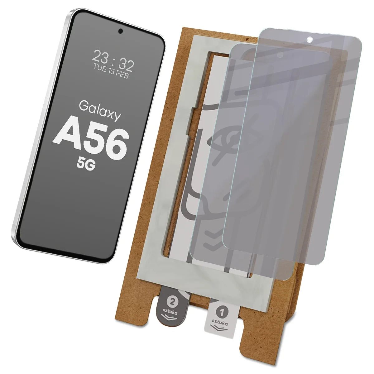 2x Hybridglas mit Sichtschutz mit dem umweltfreundlichen Applikator für Galaxy A56 5G, Bizon Eplikator Hybrid Shadow (1/5)