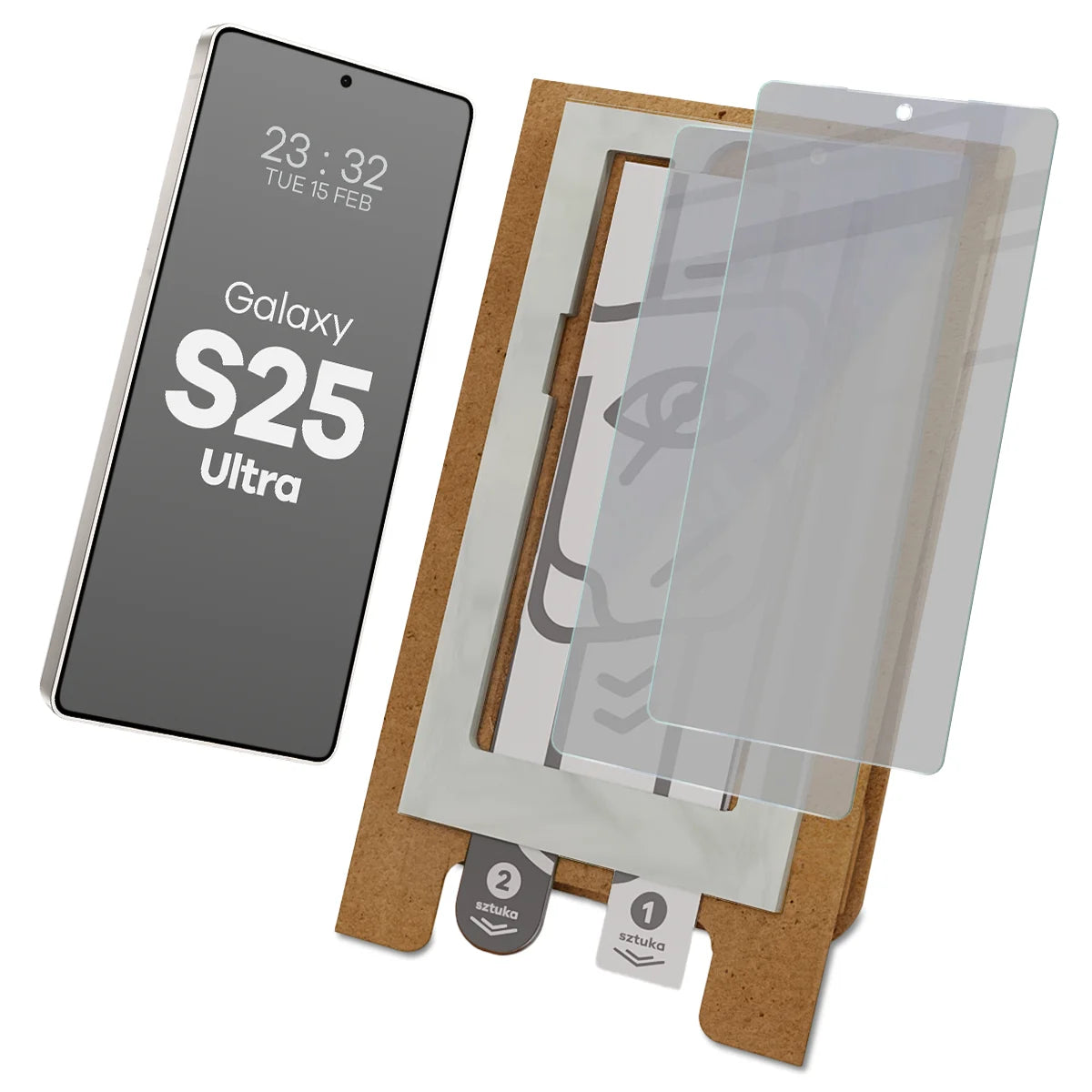 2x Hybridglas mit Sichtschutz mit dem umweltfreundlichen Applikator für Galaxy S25 Ultra, Bizon Eplikator Hybrid Shadow (1/5)